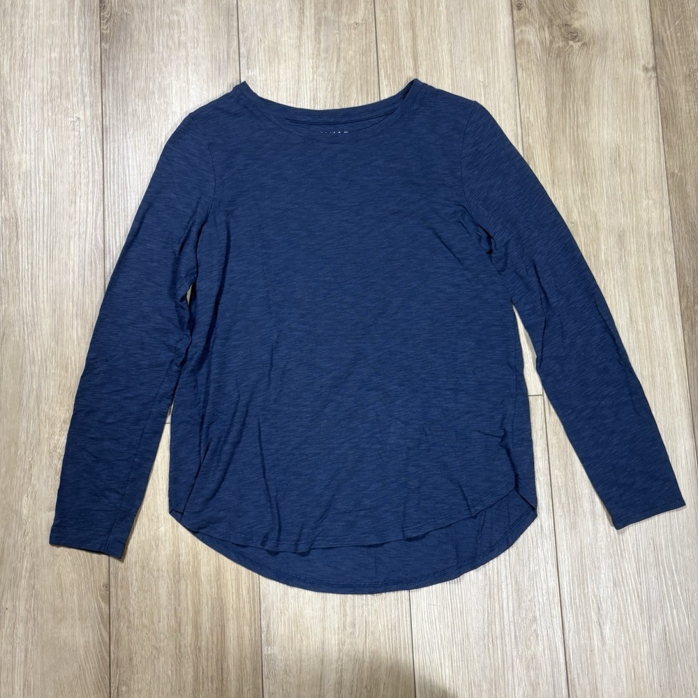 Tahari Blue Long Sleeve scoop Neck Stretch Top Shirt‎ Women's Size Medium